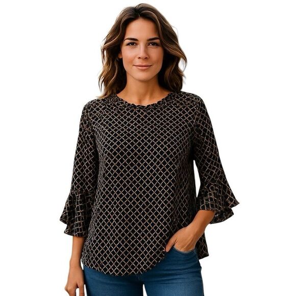 NWT Cotton Bleu bell sleeve blouse-light Weight-size Large - Picture 1 of 7